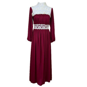 VINTAGE Red Dress with Lace Accents